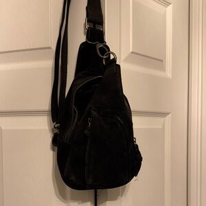 Free People black suede crossbody sling